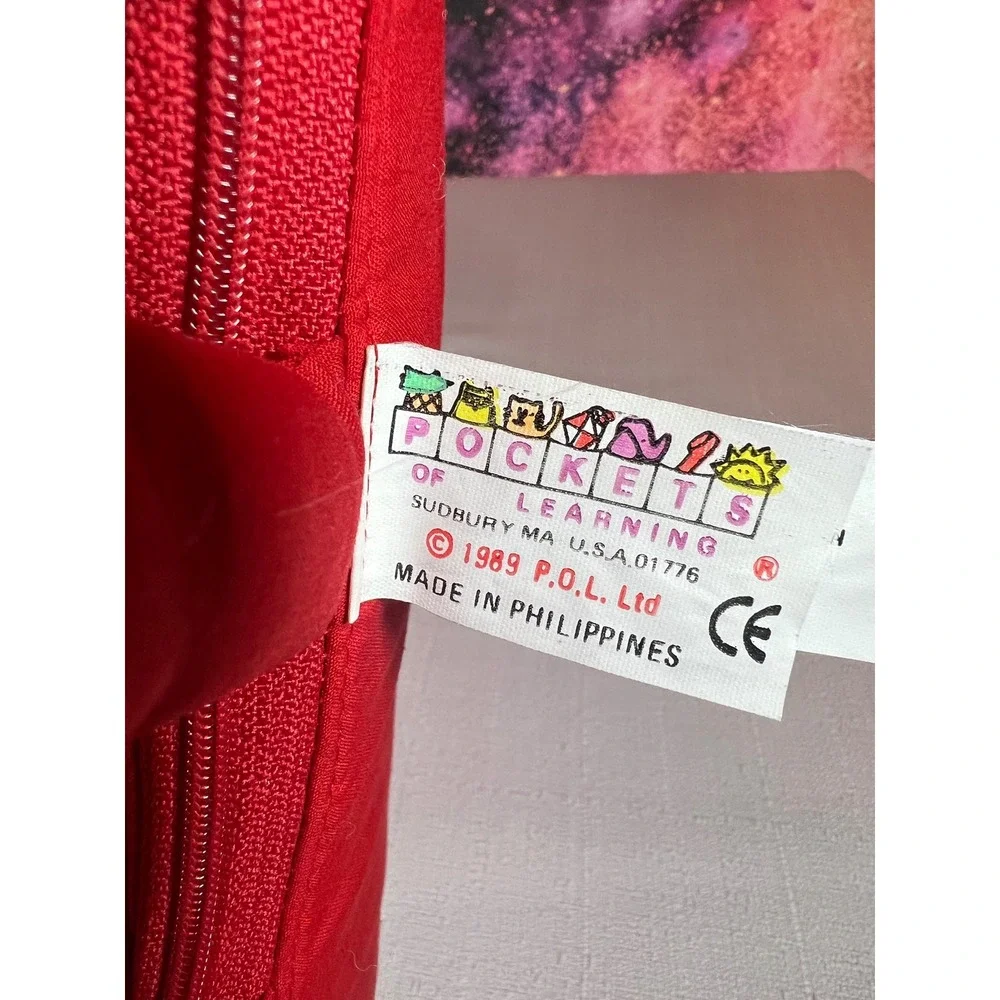 Vintage 1989 Pockets of Learning My Quiet Book Red Fabric Sensory Activity Toy